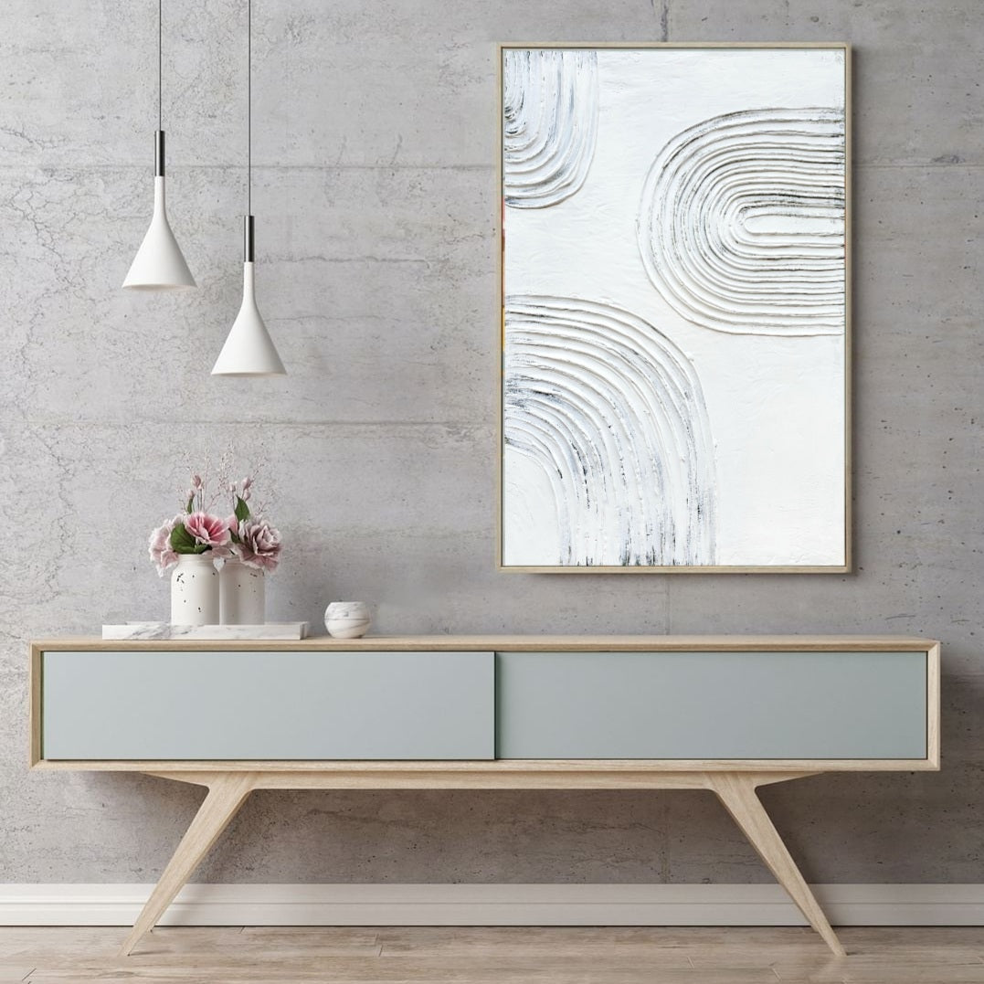 Acrylic abstract artwork  'White Patterns N.1'