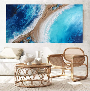 Acrylic abstract artwork  'Ocean Blues''