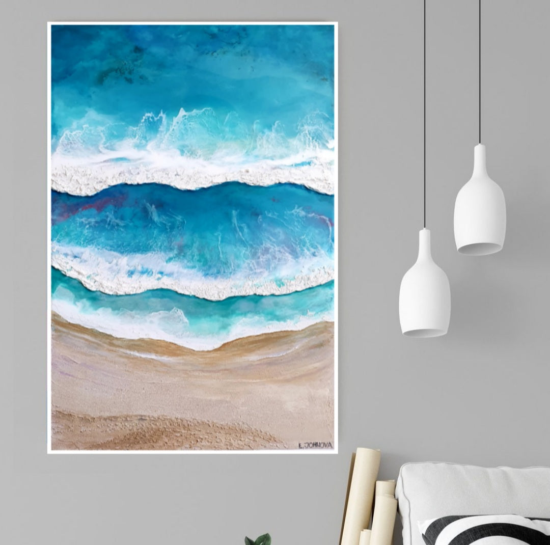 Acrylic and resin abstract artwork  'Ocean Happiness'