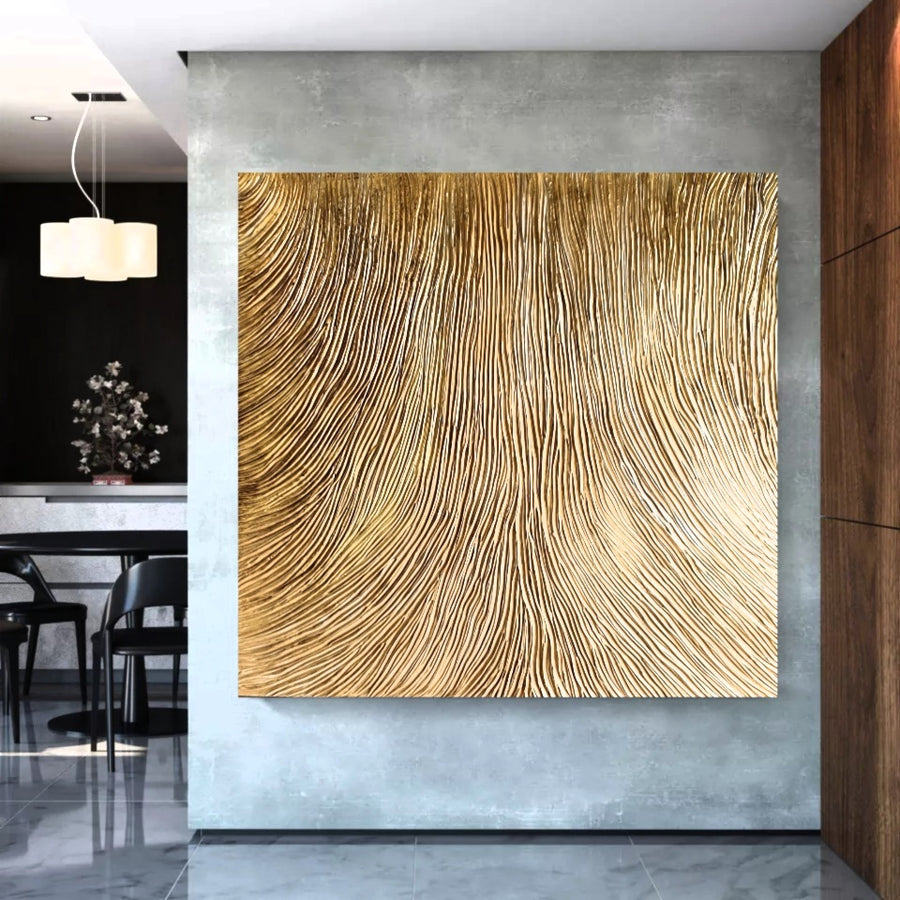 Acrylic abstract artwork  'Lines of Gold'