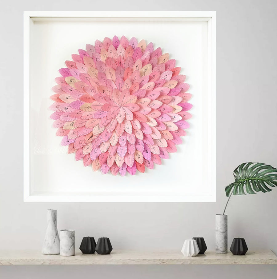 Paper abstract artwork 'Mini Pink Galah'