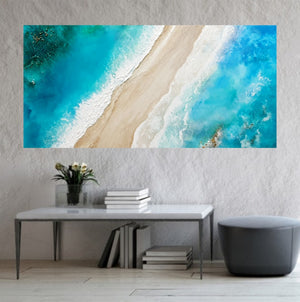 Acrylic and resin abstract artwork  'Footprints in the Sand'