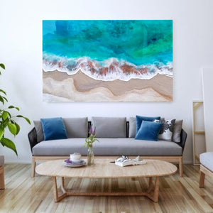 Acrylic and resin abstract artwork  'Maroubra Beach'