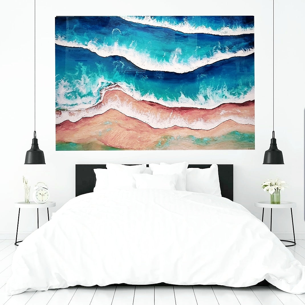 Acrylic and resin abstract artwork  'Waves''