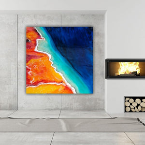 Acrylic and resin abstract artwork  'Where the Land meets the Ocean'