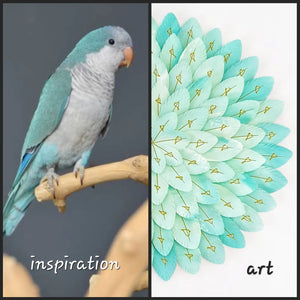 Paper abstract artwork 'Mini Quaker Parrot'