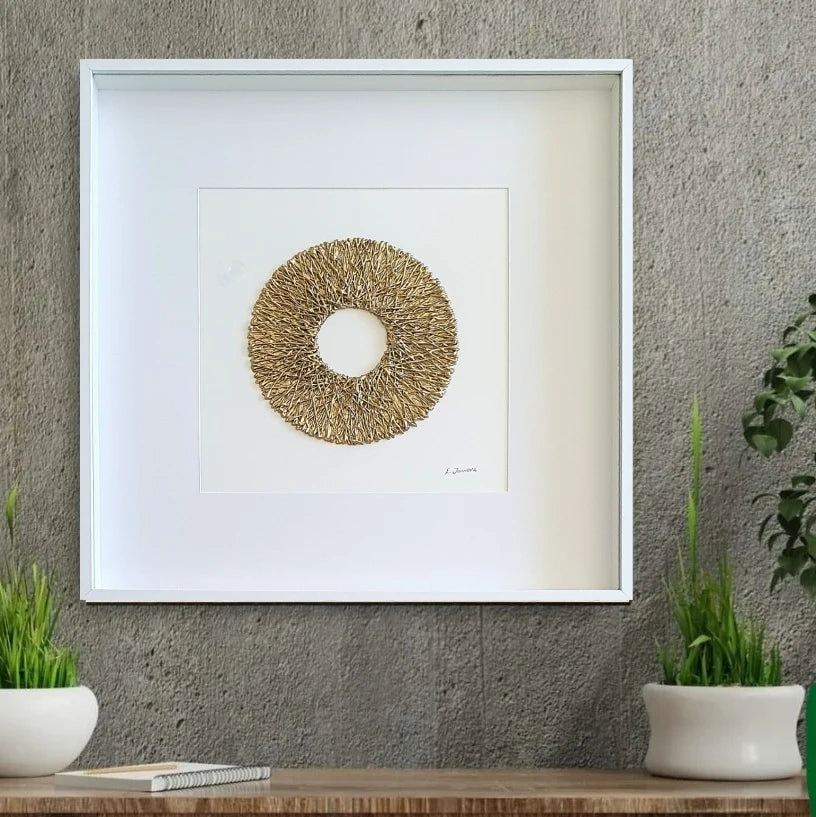 Acrylic abstract artwork  'Gold Circle'