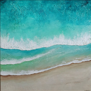 Acrylic and resin abstract artwork  "Sandy Beach''