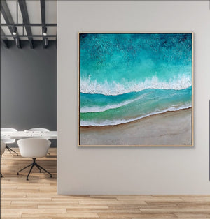 Acrylic and resin abstract artwork  "Sandy Beach''