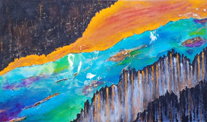 Acrylic and resin abstract artwork  'Outback Mining'