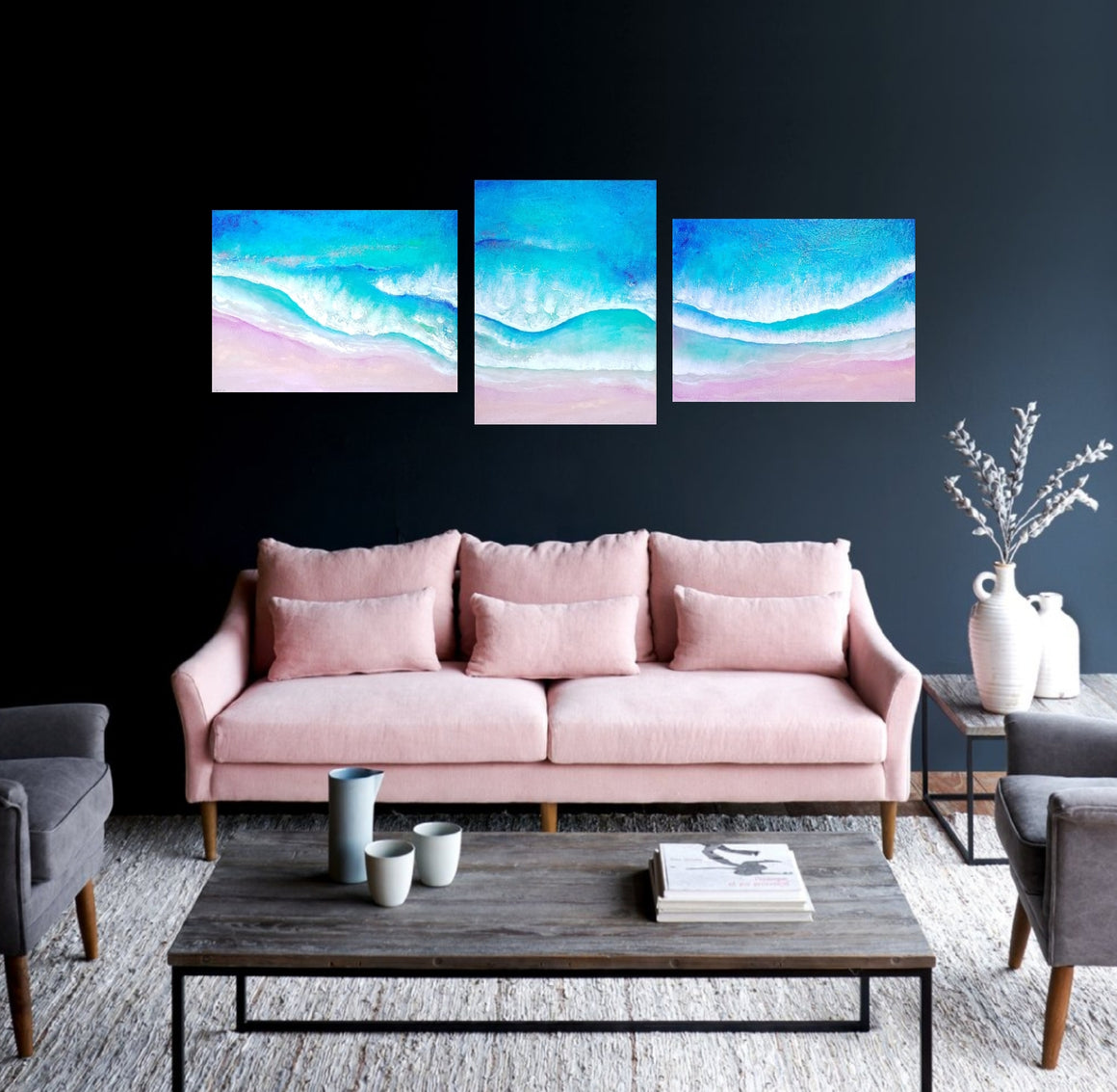 Acrylic and resin abstract artwork  'Dreamy Ocean '