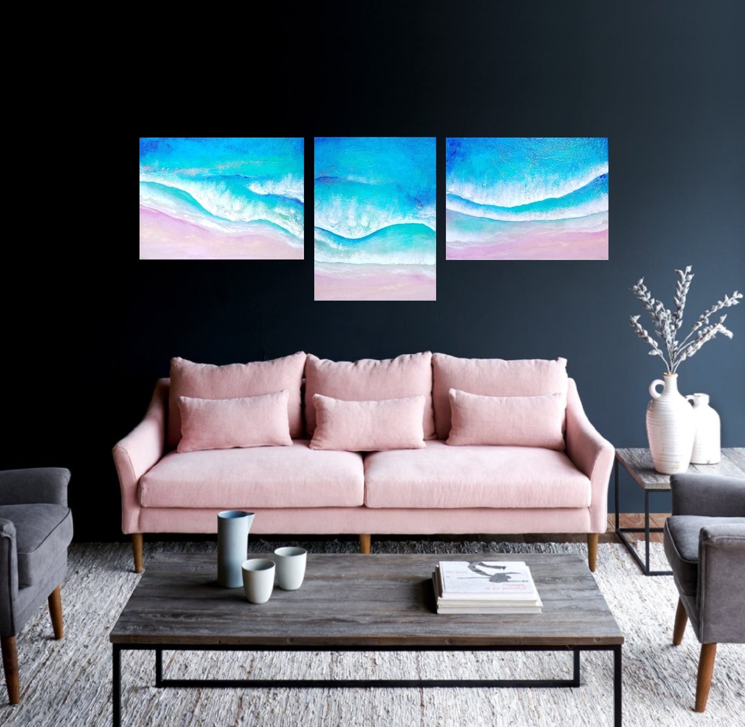 Acrylic and resin abstract artwork  'Dreamy Ocean '