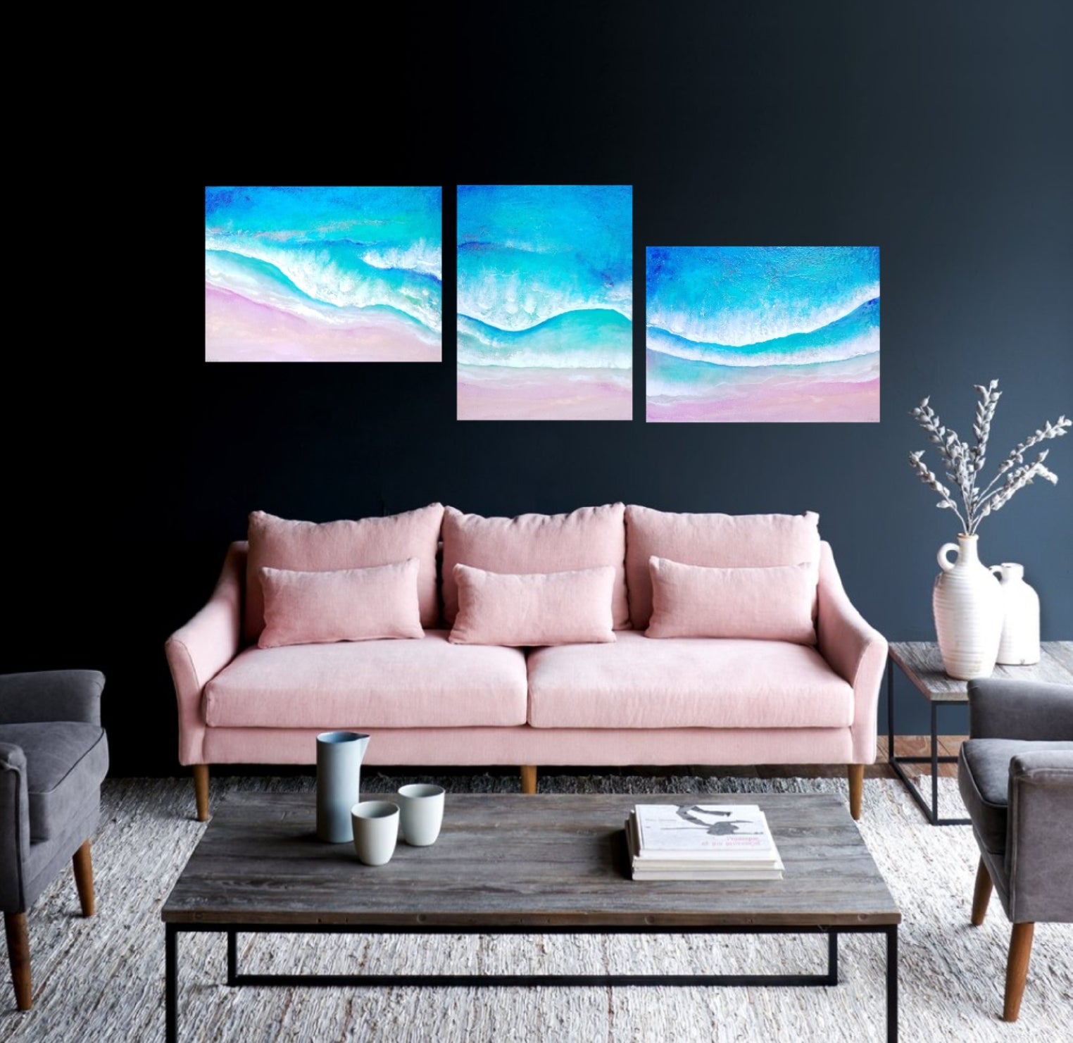 Acrylic and resin abstract artwork  'Dreamy Ocean '