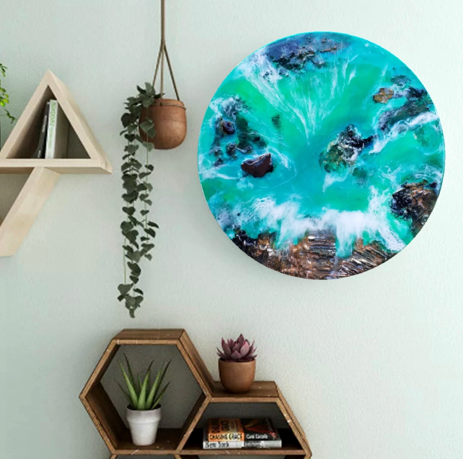 Acrylic and resin abstract artwork  'Pawerful Ocean'