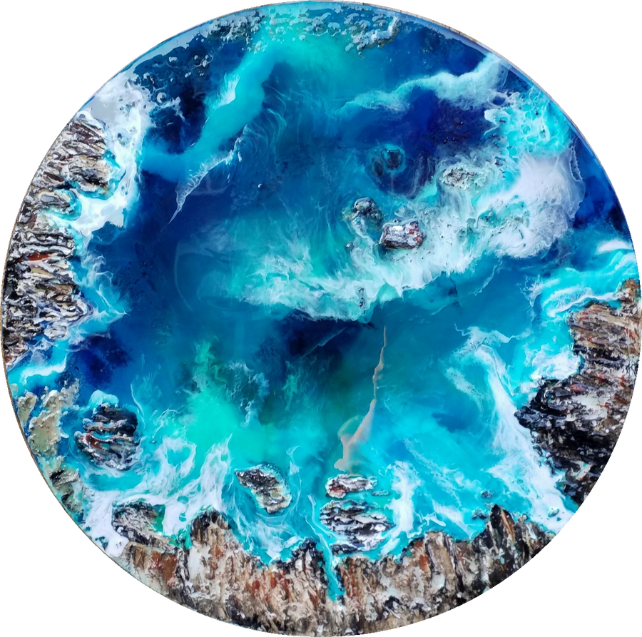 Acrylic and resin abstract artwork  'Ocean Galaxy '