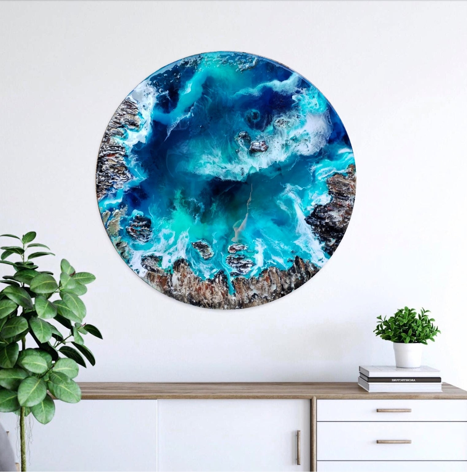 Acrylic and resin abstract artwork  'Ocean Galaxy '