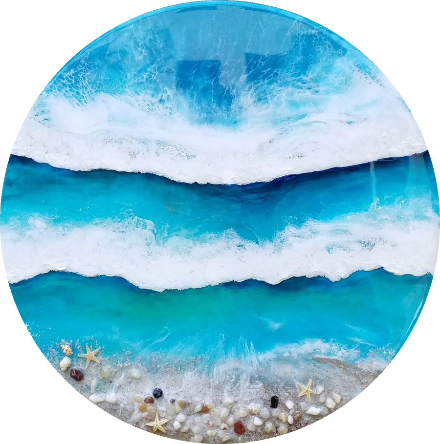 Acrylic and resin abstract artwork  'Beach Day'