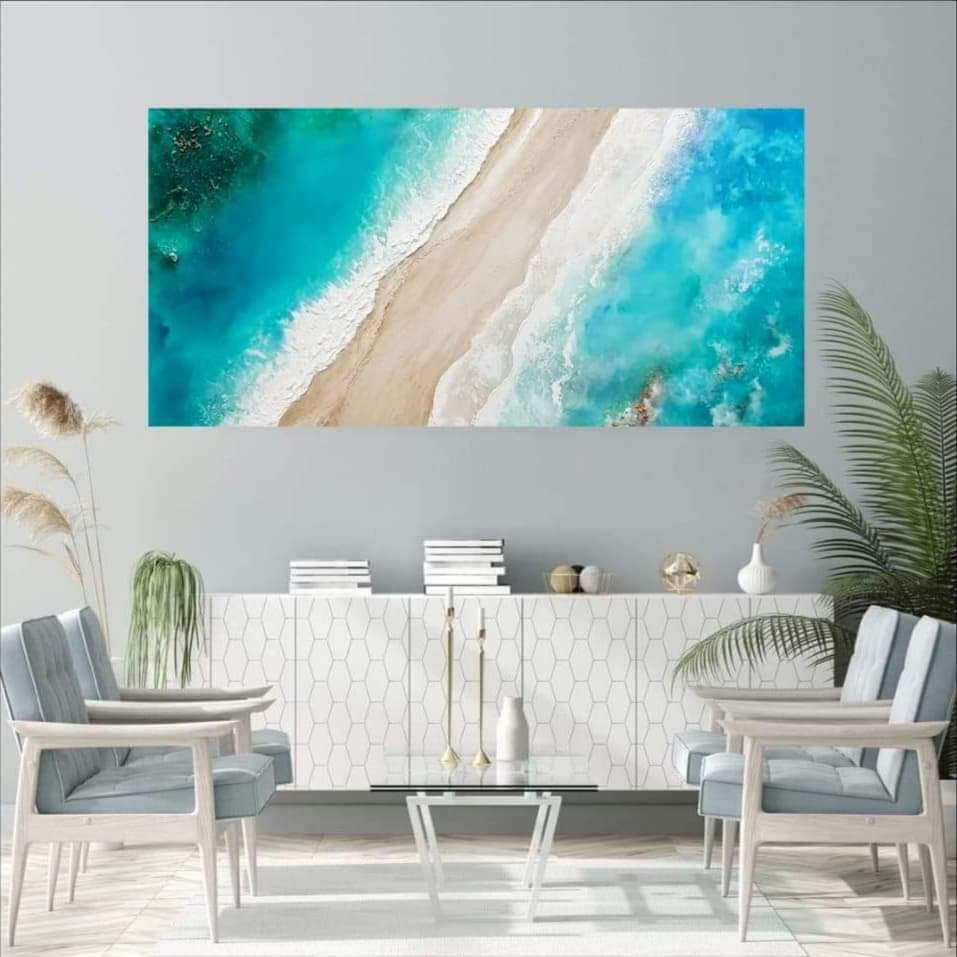 Acrylic and resin abstract artwork  'Footprints in the Sand'