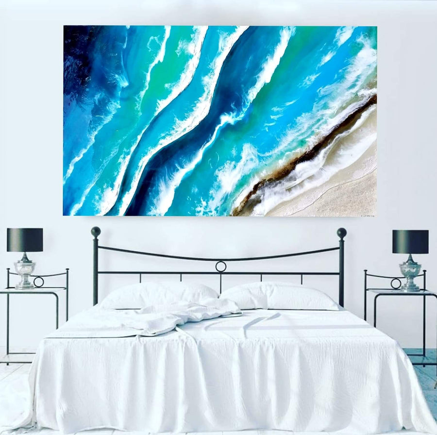 Acrylic and resin abstract artwork  'Wave after Wave'