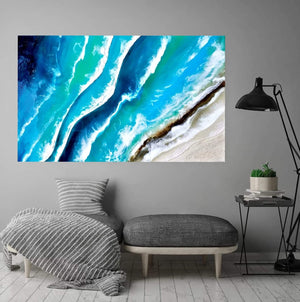 Acrylic and resin abstract artwork  'Wave after Wave'